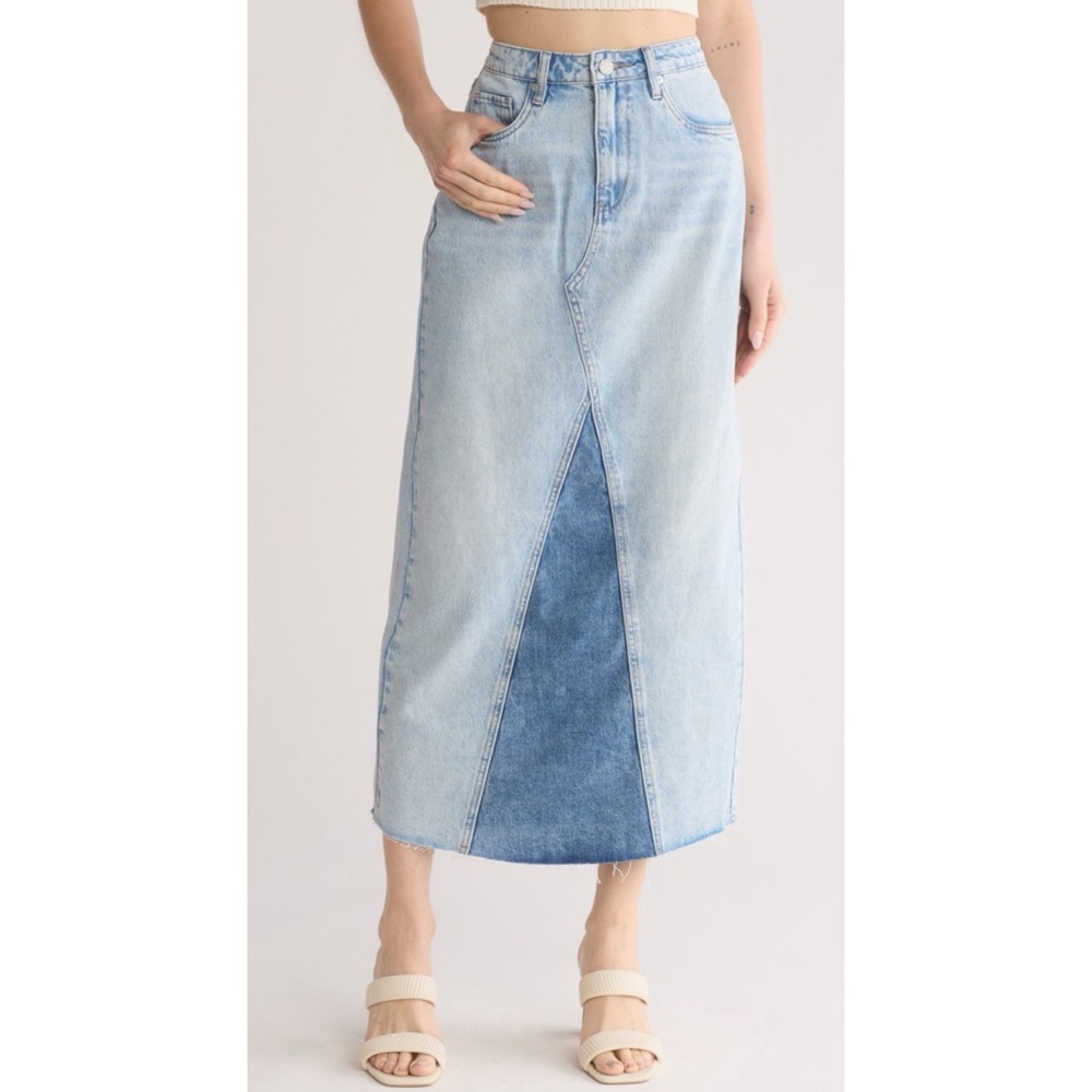 NWT BlankNYC Patchwork Denim Maxi Skirt